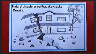 Natural disasters Scenery Art || Drawing scenes of earthquake cracks || Pencil Drawing