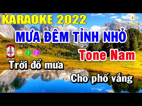 #1 Mưa Đêm Tỉnh Nhỏ Karaoke Tone Nam Nhạc Sống Dễ Hát Nhất 2022 | Trọng Hiếu Mới Nhất