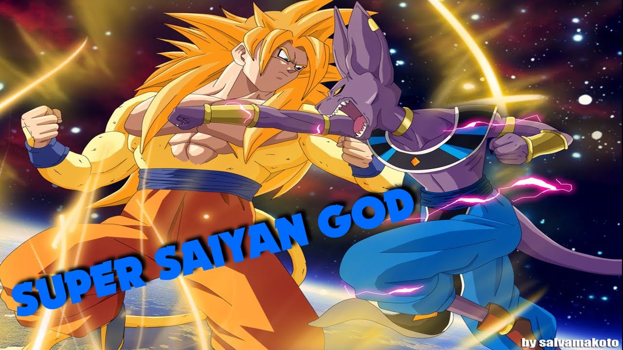 Goku transforming into super saiyan god, dragon ball z