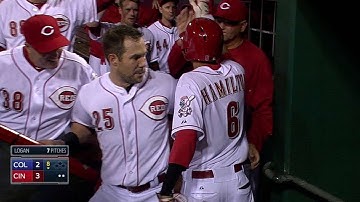 COL@CIN: Hamilton scores late go-ahead run on sac fly