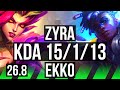 ZYRA vs EKKO (JGL) | Good KDA: 15/1/13 | EUNE Challenger | 26.8