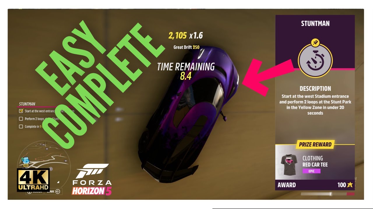 Forza Horizon 5 - 2 Loops at the Stunt Park in Under 20 Seconds in the Yellow Zone Stuntman