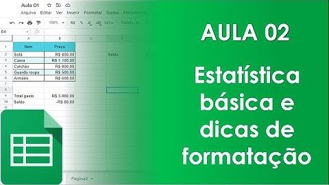 Google Planilhas - Aula 02 - Fórmulas básicas de estatística no Google Sheets