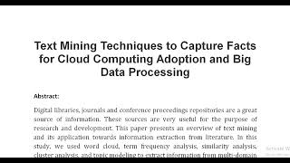 Text Mining Techniques to Capture Facts for Cloud Computing Adoption and Big Data Processing