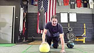 Crossover Push Up with Medicine Ball
