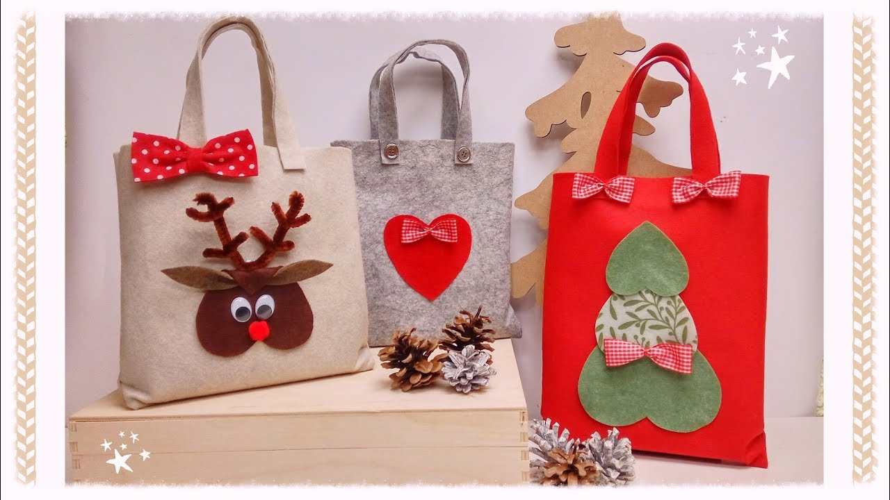 Christmas Bag Shopper In Feltro Senza Cucire Youtube