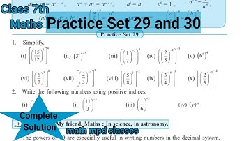 Practice Set 29 and 30 Class 7 |Chapter 6 Indices | Std 7th Maths| Maharashtra State Board
