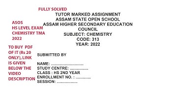 CHEMISTRY ASSIGNMENT SOLVED 2022 ASOS HS