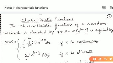 Video 1- Characteristic Functions