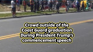 Crowd gathers outside CT Coast Guard Academy for President Trump’s commencement speech