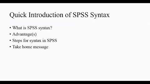 Quick Tutorial on SPSS Syntax