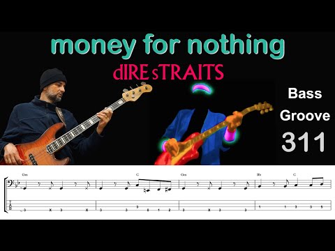 MONEY FOR NOTHING (Dire Straits) How to Play Bass Groove Cover with Score u0026 Tab Lesson