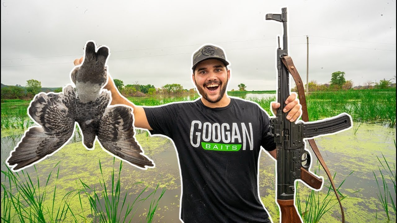 bass fishing at night PIGEON Catch and Cook on My FARM!!!!