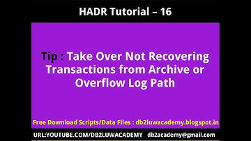HADR Tutorial Part 16 - Takeover Not Recovering Transactions from Shared Archive or Overflow Logpath