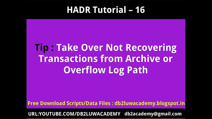HADR Tutorial Part 16 - Takeover Not Recovering Transactions from Shared Archive or Overflow Logpath