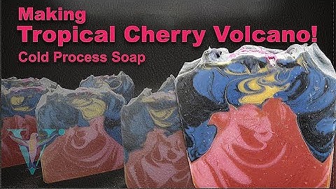 Making Tropical Cherry Volcano cold process soap