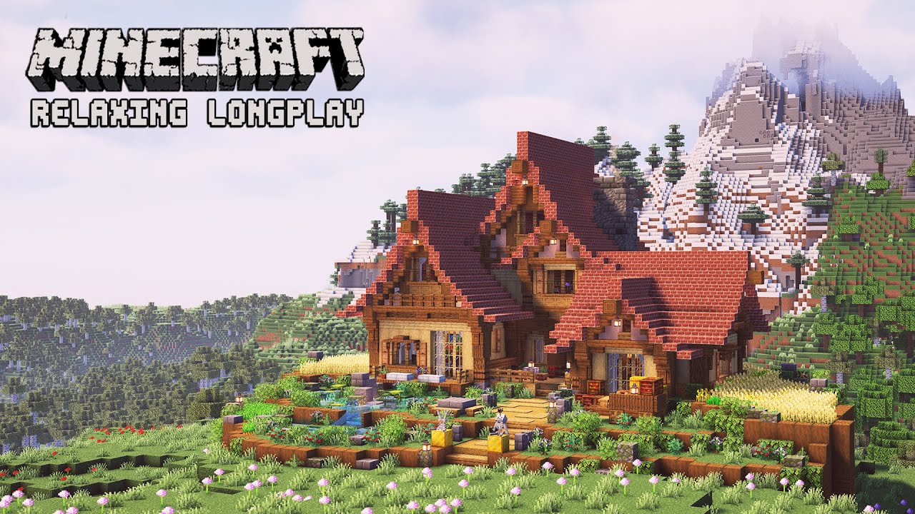 Minecraft Relaxing Longplay | We Built a Large Farm House (No Commentary)