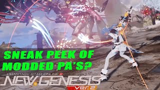 PSO2:NGS First Sneak Peek on New Modded PA's, Possibly Active skills & Photon Blasts?