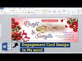 Engagement Card Design in Ms word || Wedding Engagement Card Invitation card design in Ms Word ||