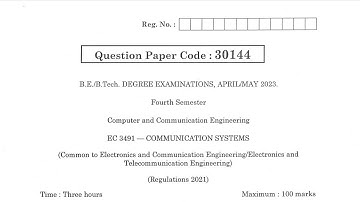 EC3491 | Communication Systems | Apr May  2023 | Anna University | Questions