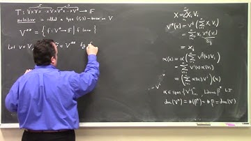 Abstract Algebra II: dual space, building tensors from tensor products of maps, 4-8-22 part 3