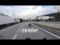 1995 suzuki v100 rockets and crashes hard