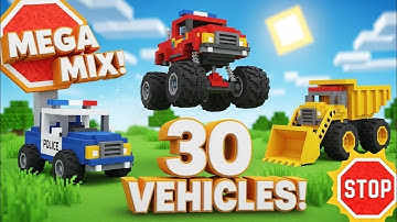 30 Blocky Vehicles! Monster Trucks, Police, Fire & Race – Mega Compilation @KIDSTODDLERS