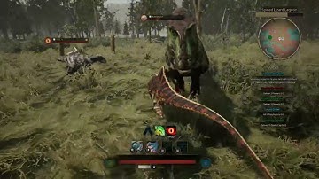 🦖 Path of Titans - Group of 3 vs Rex & Sarcosuchus |  Conca Gameplay (German/English)