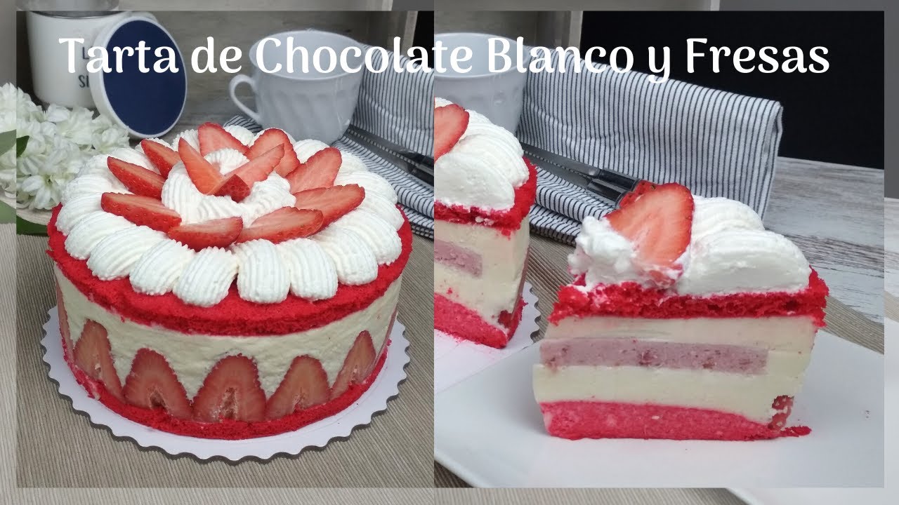 Tarta de Chocolate Blanco y Fresas | White Chocolate and Strawberry Cake | Cocinando Tentaciones