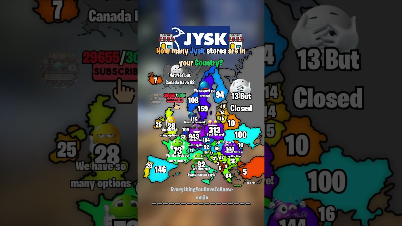 How Many JYSK Stores Are In Your Country Shorts Map Europe Geography