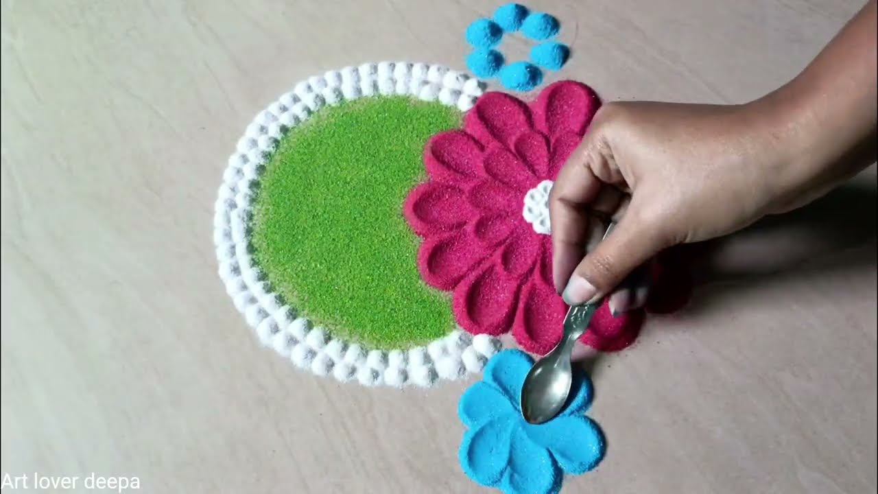 Super easy rangoli design for beginners//Laxmi pujan rangoli design for beginners//