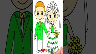 How to draw wedding couple for kids #shorts