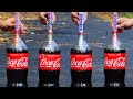 Experiment: Coca Cola vs 4 Different Mentos Flavor - Strawberry, Mint, Orange and Rainbow Mentos