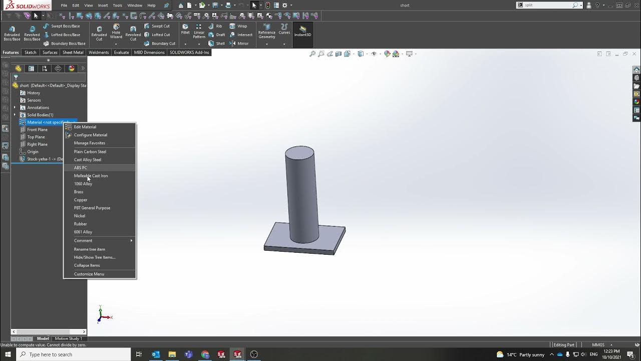 Adding Material Properties Solidworks Tutorial YouTube