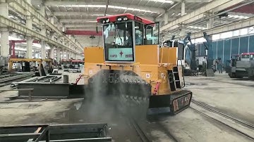 Working process of crawler type compost turner