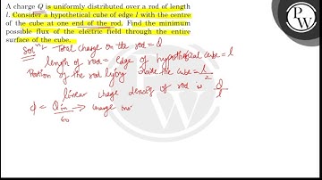 A charge \( Q \) is uniformly distributed over a rod of length l. Consider a hypothetical cube o...