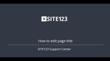 SITE123 - How to edit page title