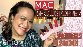 MAC HOLIDAY 2020 Showstopper POWDER KISS LIPSTICK X 5 - TRY ON AND REVIEW