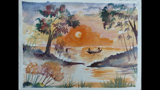 Peaceful Nature Scenery in Watercolor | Landscape Painting for Beginners