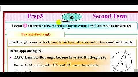 The relation between the inscribed and central angles subtended by the same arc prep3 2nd term U2 L2