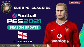 D. BECKHAM face+stats (Europe Classics) How to create in PES 2021