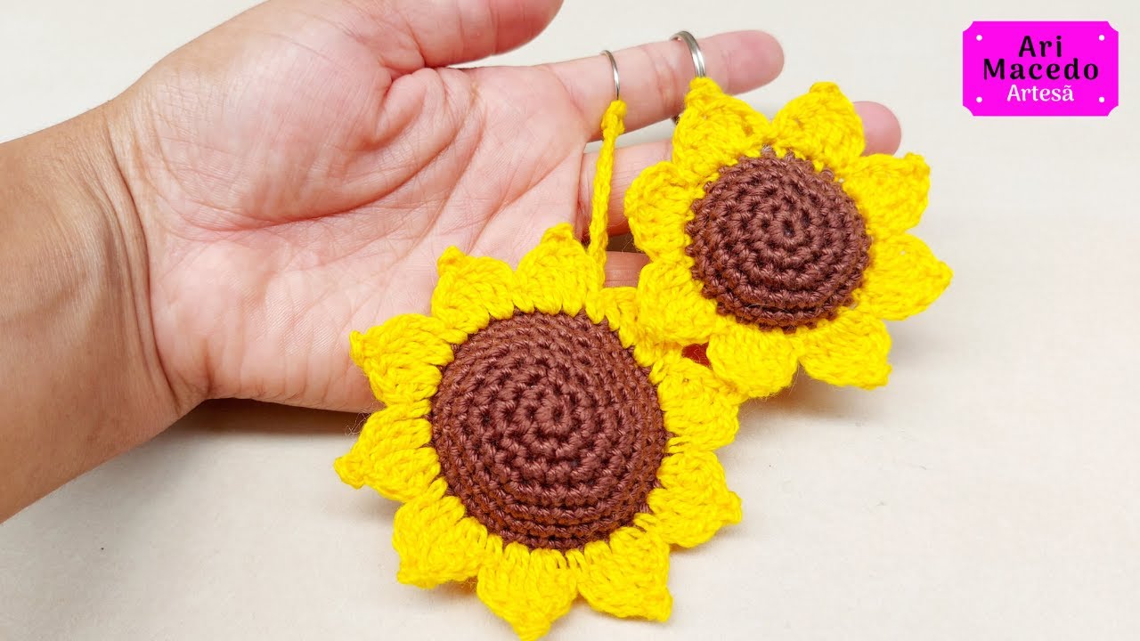 Chaveiro Girassol de Croche - Ari Macedo