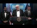 President Trump addresses media after shooting at White House Correspondents Dinner