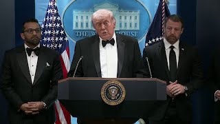 President Trump addresses media after shooting at White House Correspondents Dinner