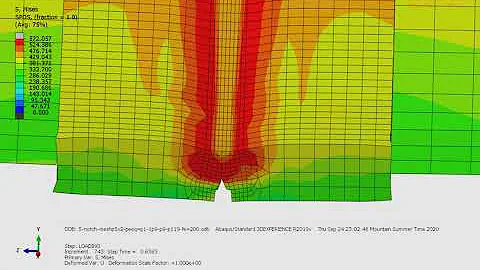 XFEM Crack Propagation SMises