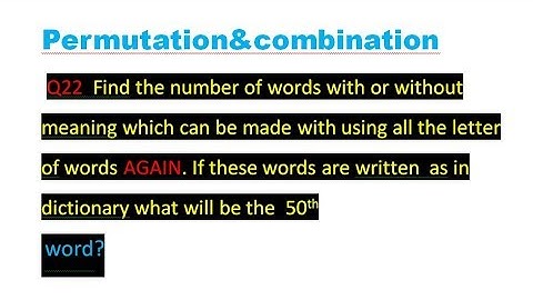 #PERMUTATION AND COMBINATION    CLASS 11 NCERT    EXAMPLE 22