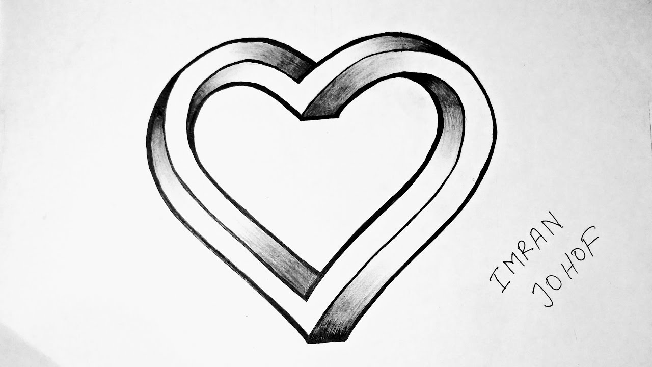 How To Draw a 3D Heart Shape ( Not Impossible) Easy - YouTube