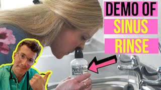 How to use NeilMed Sinus Rinse at home for nasal irrigation  including practical demonstration