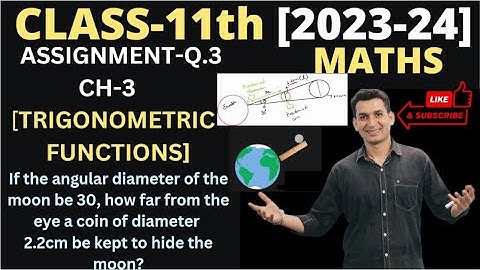If the angular diameter of the moon be 30’, how far from the eye a coin of diameter 2.2cm be kept to