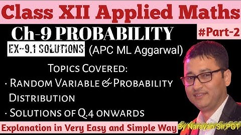 Ex-9.1ii Solutions•Ch-9•Random Variable & Probability Distribution•APC ML Aggarwal•XII Applied Maths